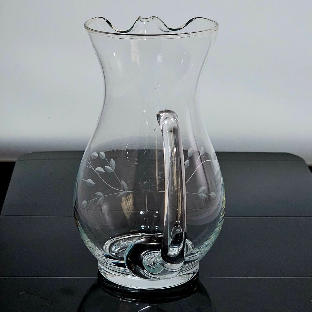 Princess House Heritage Pitcher 6.5" Ice Lip Crystal etched floral vtg romance - Picture 4 of 8